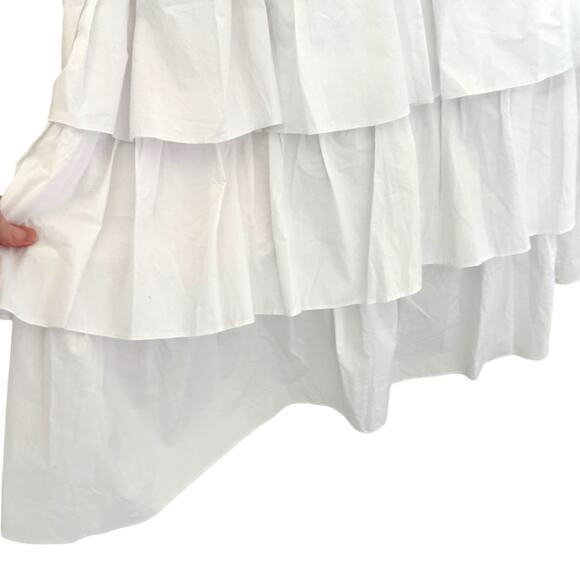 NWT English Factory Smocked Bust Multi Ruffles Maxi Gown  White Size Large L - Picture 7 of 11